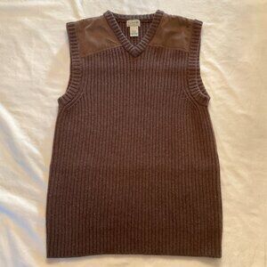 LL Bean Men's XL Vest Commando Waterfowl Field Sweater Brown